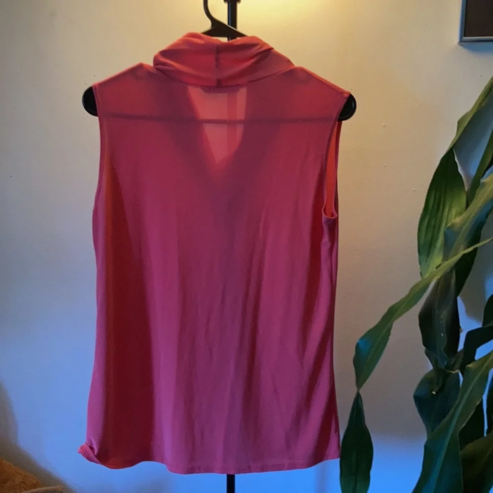 Orange professional/business casual sleeveless shirt with tie detail L - Picture 2 of 4